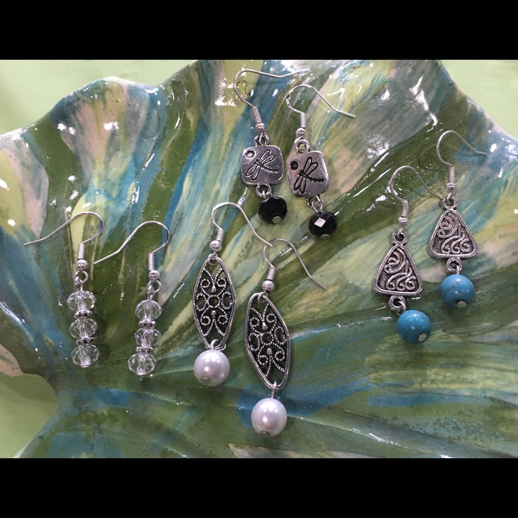 4 Pairs Of Earrings, On Sterling Silver Earwires